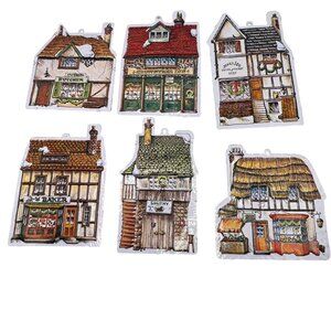 Vtg Dept 56 Village Hanging Ornaments Set Of 6 Abel Beesley Butcher 1985-1987